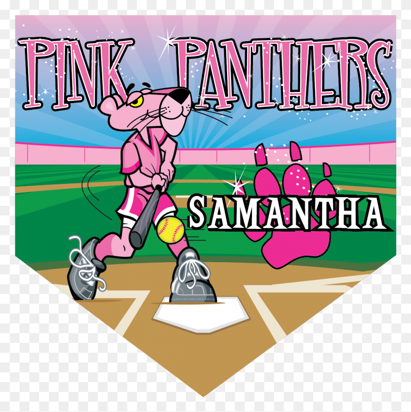 1150x1152 Pink Panthers Home Plate Equipo Individual Banderín De Dibujos Animados, Anuncio, Cartel, Flyer Hd Png