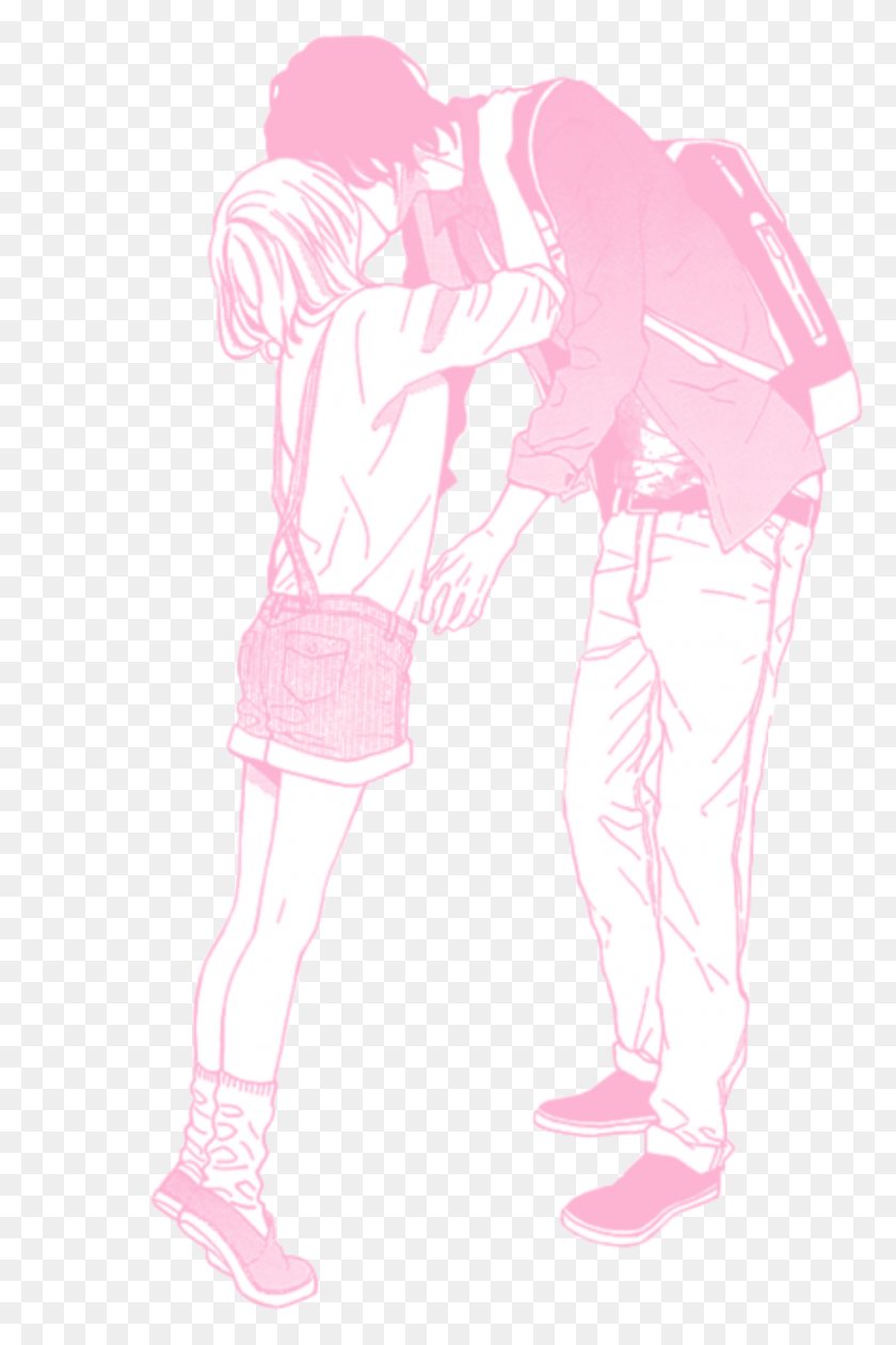 1454x2237 Pink Pastel Manga Anime Couple Love Pink Anime Couple Transparent, Person, Human, Architecture HD PNG Download
