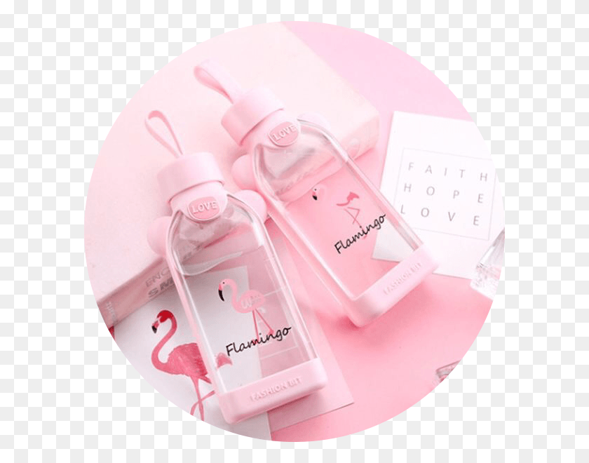 600x600 Розовая Розовая Розовая Бутылка С Водой Tumblr, Косметика, Бутылка, Текст, Hd Png Скачать