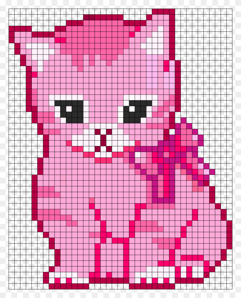 820x1030 Pink Pixel Kitten Perler Bead Pattern Bead Sprite Pixel Art Cute Animals, Graphics, Game HD PNG Download