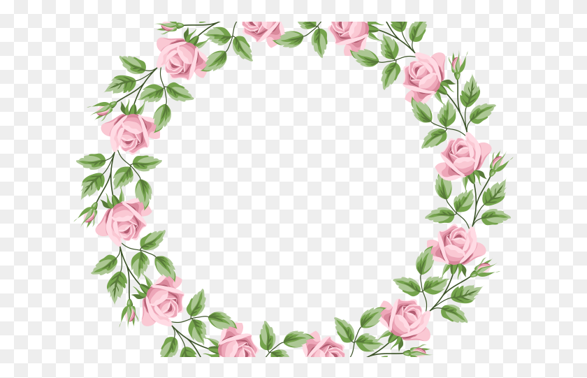 631x481 Pink Rose Clipart Frame Transparent Frame Flower Clipart, Floral Design, Pattern, Graphics HD PNG Download