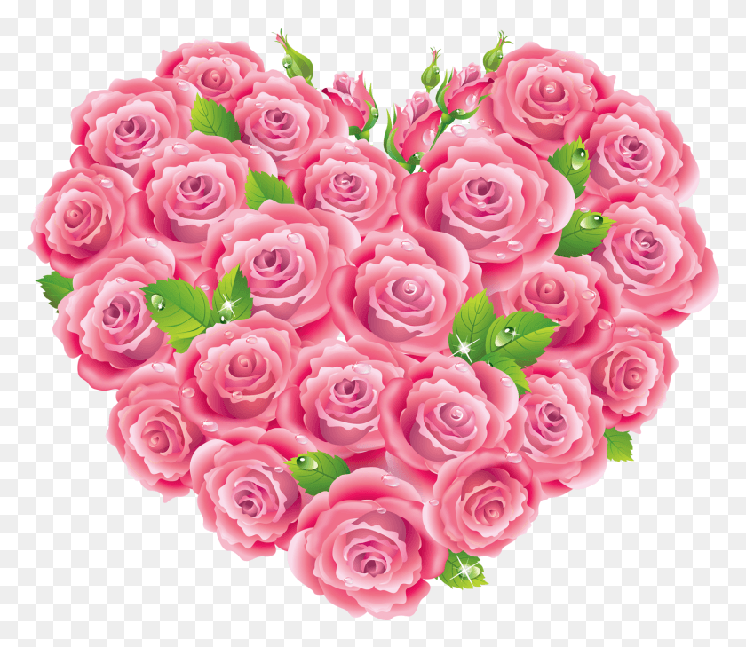 1501x1289 Розовые Розы Сердце Клипарт, Растение, Роза, Цветок Hd Png Скачать