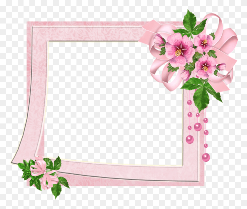 791x661 Розовая Прозрачная Фоторамка Розовые Цветочные Рамки И Бордюры, Растение, Цветок, Цветение Png Скачать