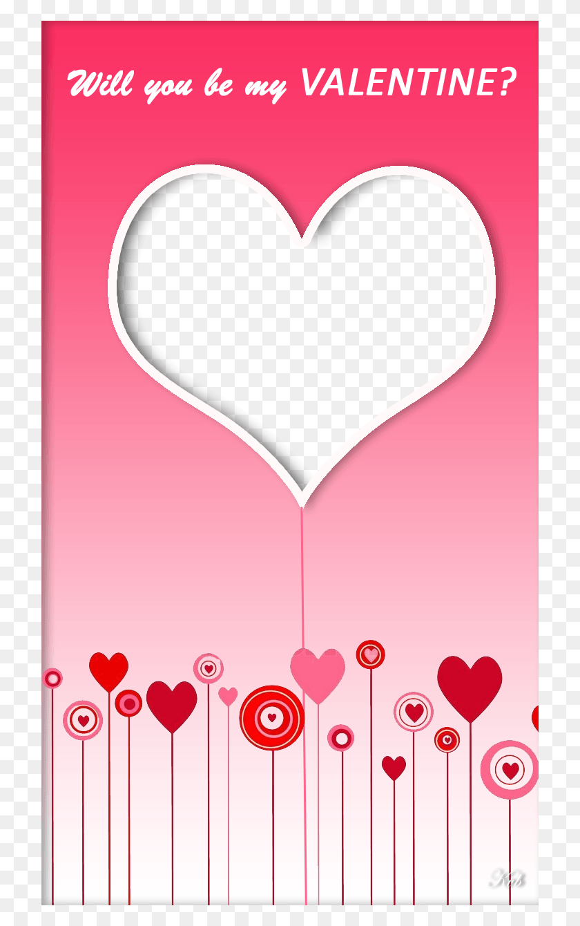 720x1280 Pink Valentine Frame With Hearts Heart, Graphics, Text HD PNG Download