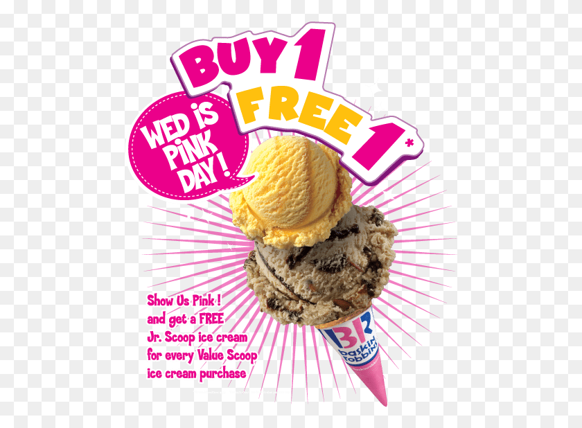 481x558 Pink Wednesday For Flash Copy Baskin Robbins Pink Day, Ice Cream, Cream, Dessert HD PNG Download