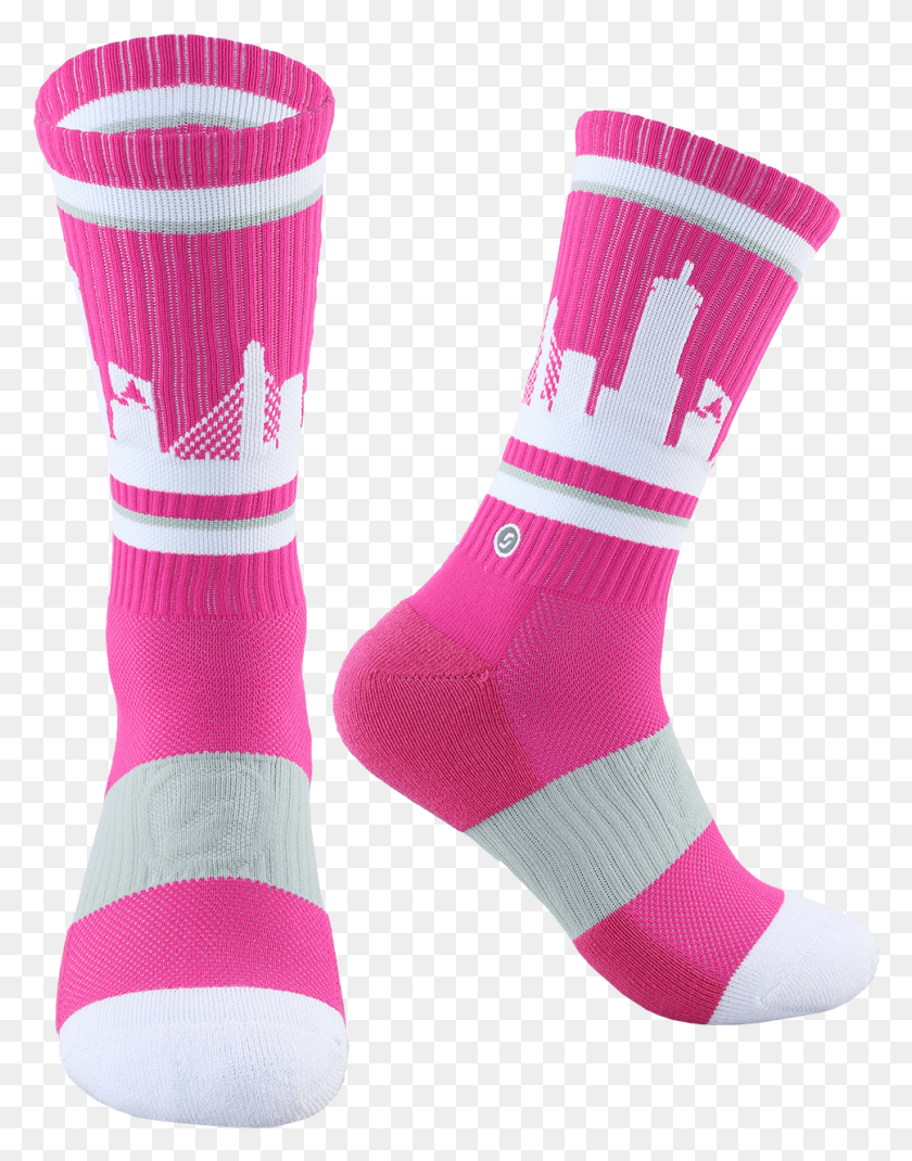 968x1254 Pink White Grey Sock, Clothing, Apparel, Shoe HD PNG Download