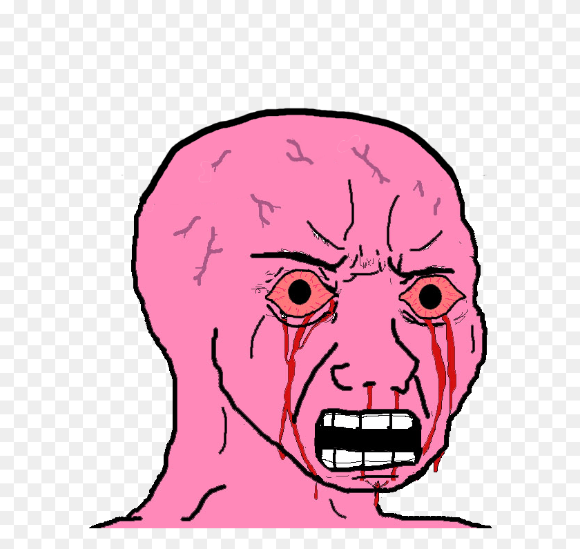 584x735 Descargar Png Pink Wojak Pink Wojak, Cabeza, Mandíbula, Dientes Hd Png