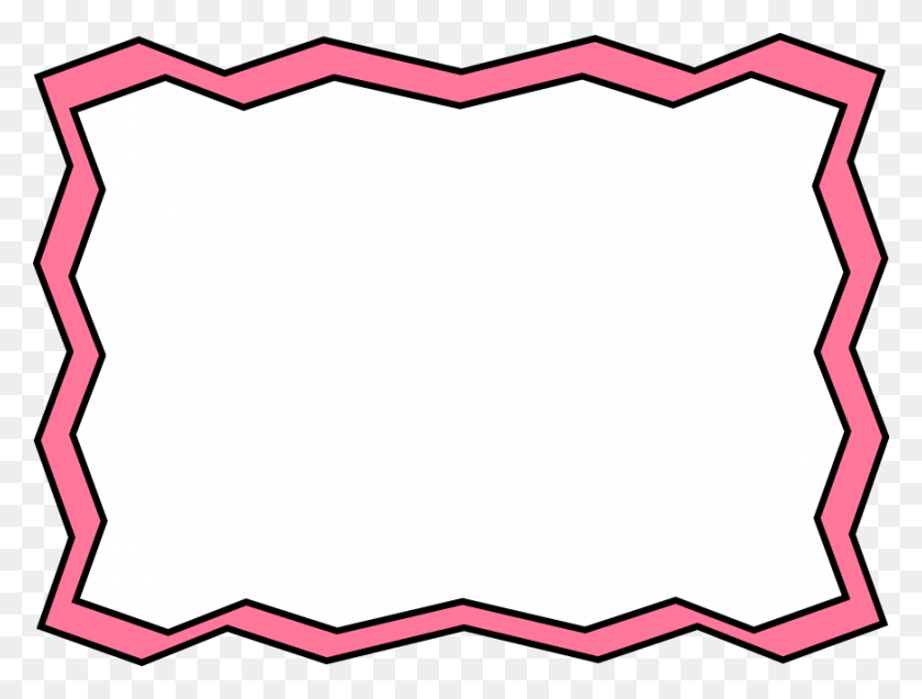 871x645 Pink Zig Zag Frame Kid Frame, White Board, Paper Descargar Hd Png