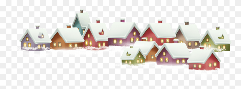 967x313 Pintado A Mano De Cartoon Winter Village Santa Claus Images 2018, Tree, Plant, Housing HD PNG Download
