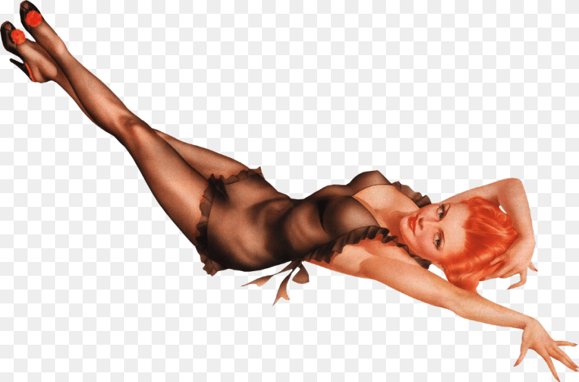 Pinup Woman Lyingdown Lying Pin Up Lying Down, Finger, Body Part, Person, Hand Sticker PNG