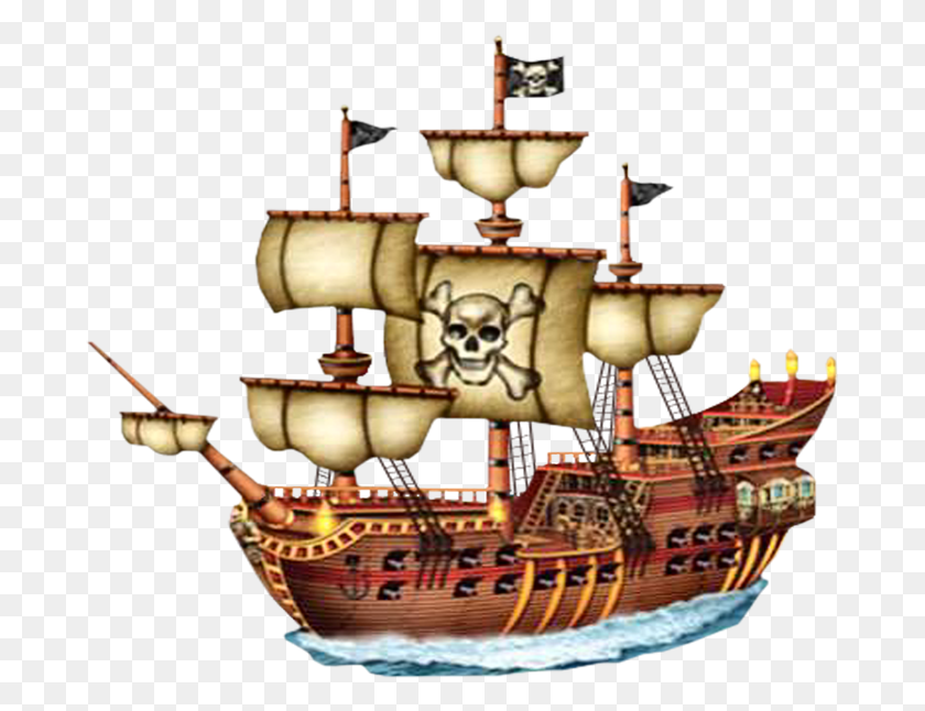 685x586 Piracy Boat Cupcake Ancient Sailing Transprent Poupe Bateau Pirate, Vehicle, Transportation, Birthday Cake HD PNG Download