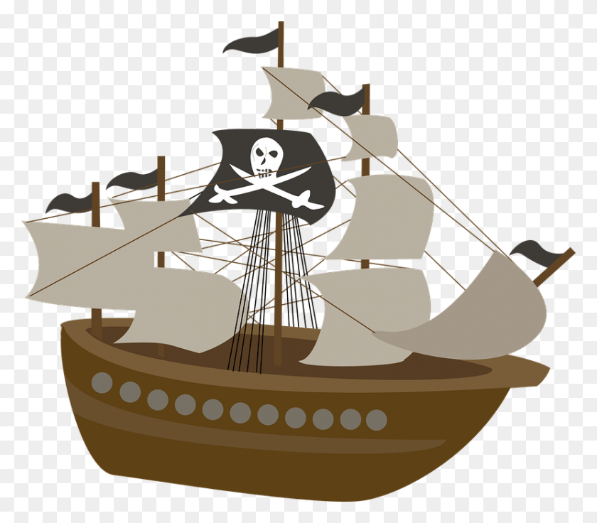 830x720 Pirate Picture Cartoon Pirate Ship, Crowd, Bowl HD PNG Download