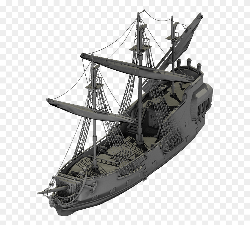 593x695 Pirate Ship Free 3d Model, Boat, Vehicle, Transportation HD PNG Download