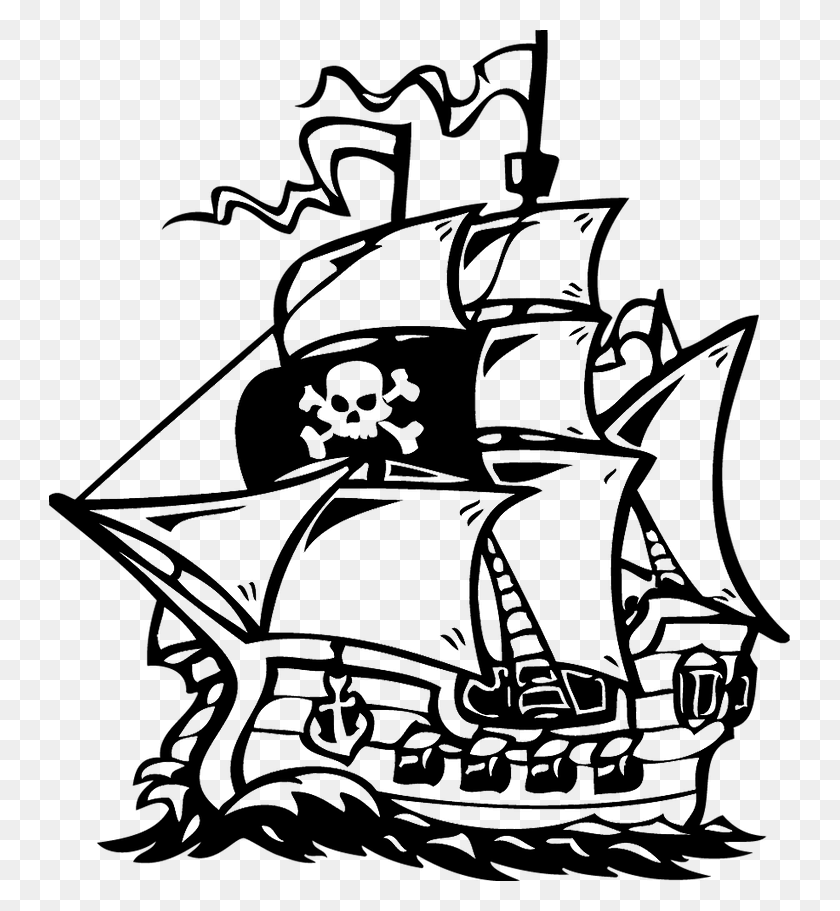 741x851 Pirateship Outline Of Pirate Ship, Clothing, Apparel, Text HD PNG Download