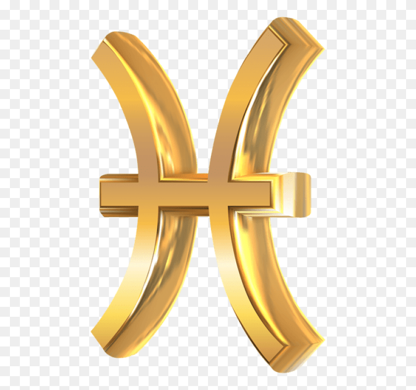 480x728 Pisces 3d Gold Zodiac Sign Clipart Photo Cross, Symbol, Sink Faucet, Logo HD PNG Download