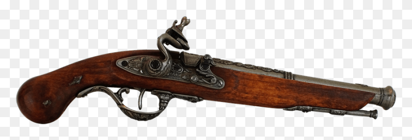 878x256 Pistol Muzzleloader Weapon Old Fire Weapon Old Pistol, Gun, Weaponry, Rifle HD PNG Download