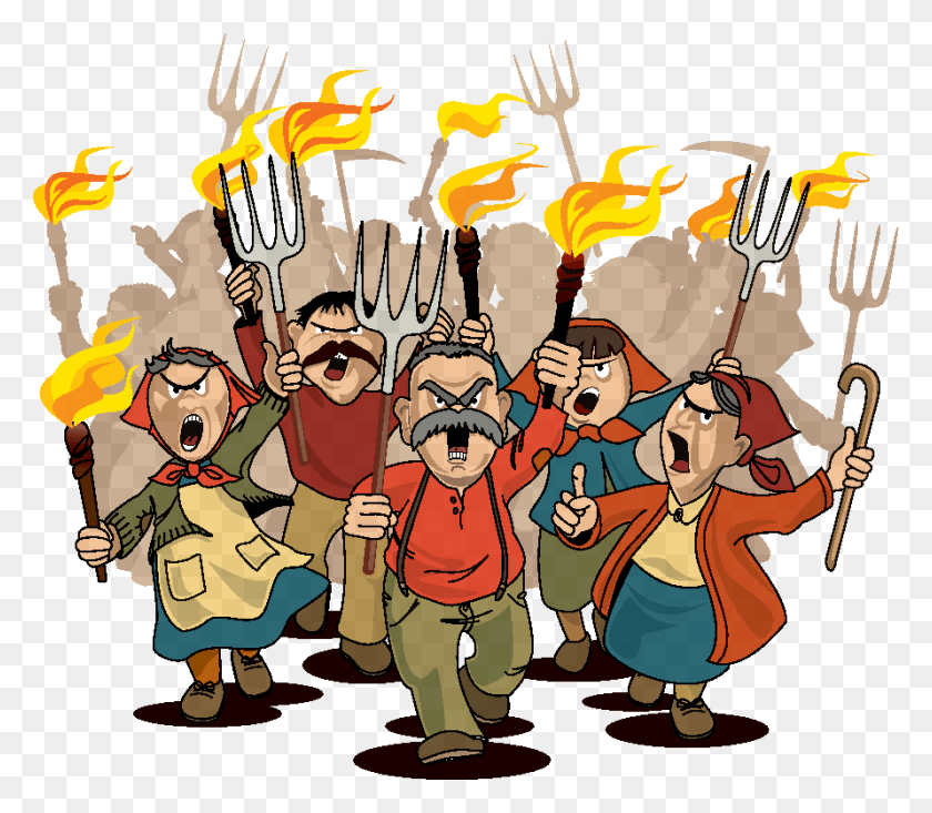 891x769 Descargar Pitchfork Clipart Angry Crowd Angry Villagers, Graphics, Halloween Hd Png