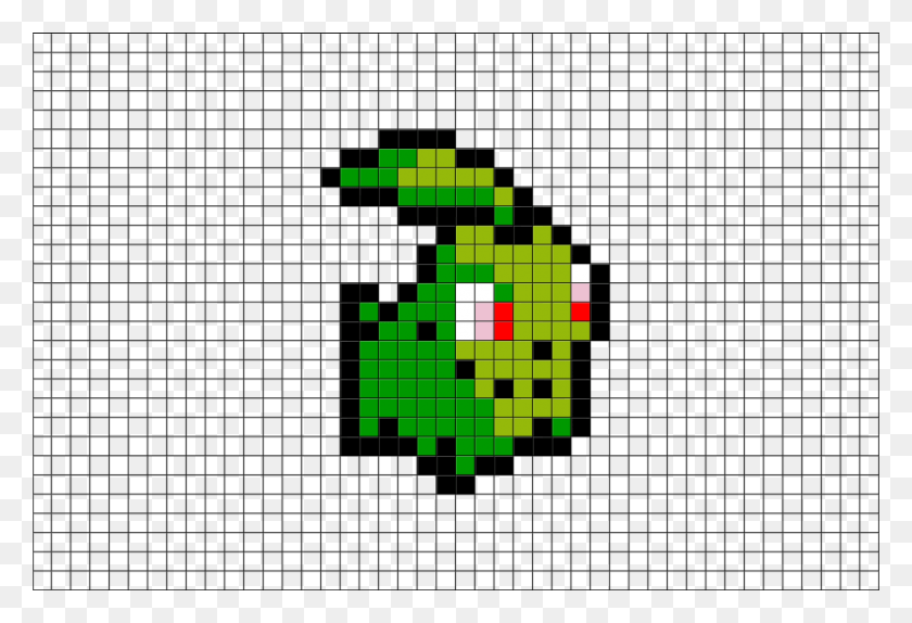 880x581 Pixel Art Pokemon Chikorita, Text, Number, Symbol HD PNG Download