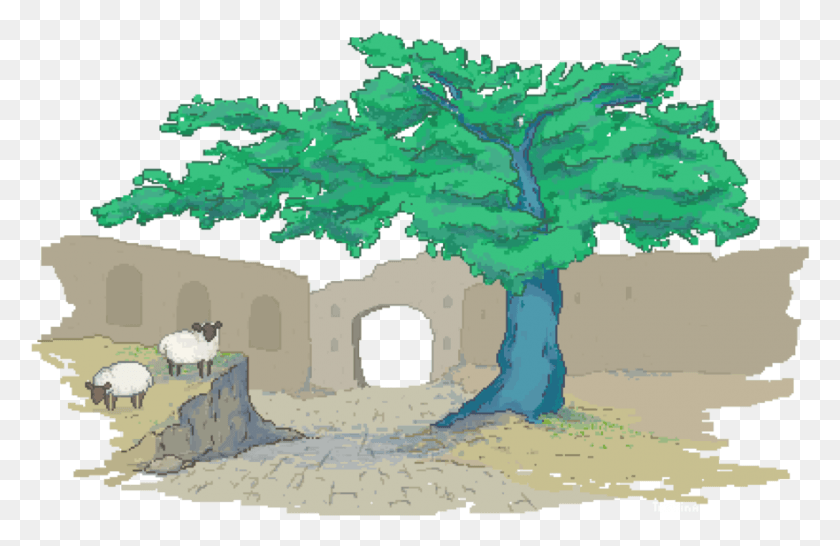 882x550 Pixel Art Tree, Nature, Outdoors, Building HD PNG Download