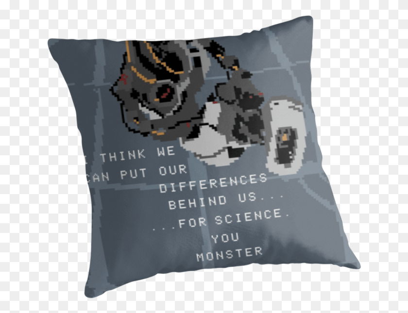 649x585 Pixel Glados By Minette Wasserman, Pillow, Cushion HD PNG Download