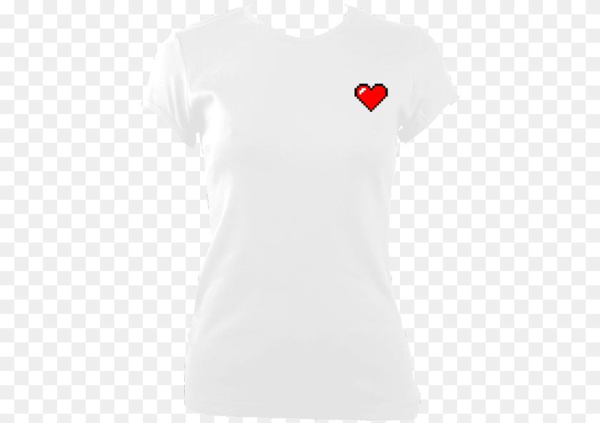 452x593 Pixel Heart White Tee, Clothing, T-shirt, Person Sticker PNG