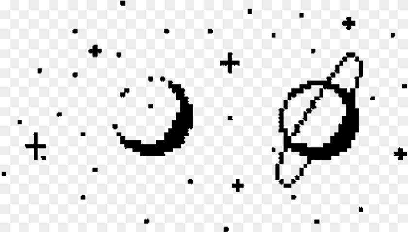 839x478 Pixel Moon And Stars, Gray Sticker PNG