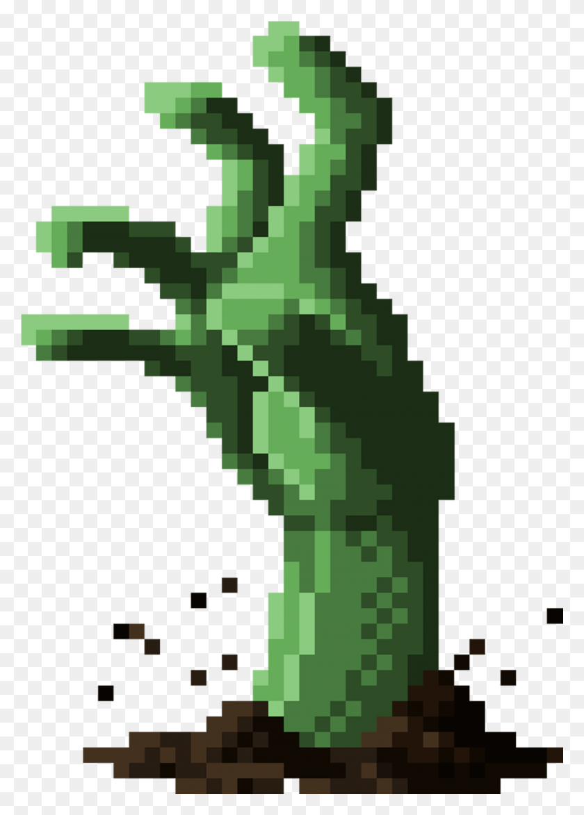 1260x1798 Pixel Zombie Art Zombie Hand Pixel Art, Зеленый, Растение, Крест Png Скачать