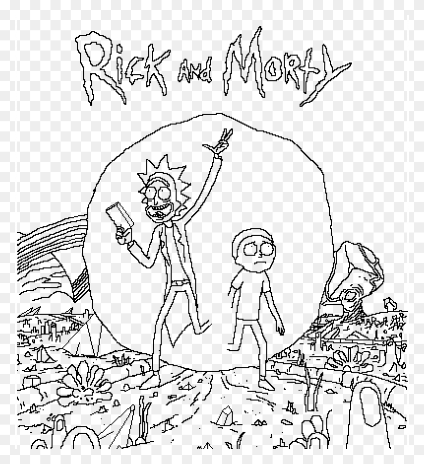 1200x1320 Pixilart Rick And Morty Black And White By Creativegirlpop Rick And Morty Black And White, Gray, World Of Warcraft, Outdoors HD PNG Download