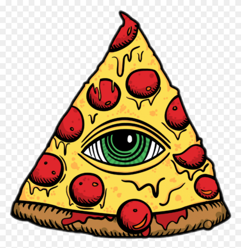 856x883 Pizza Eye Illuminati Freetoedit, Triangle, Clothing, Apparel HD PNG Download