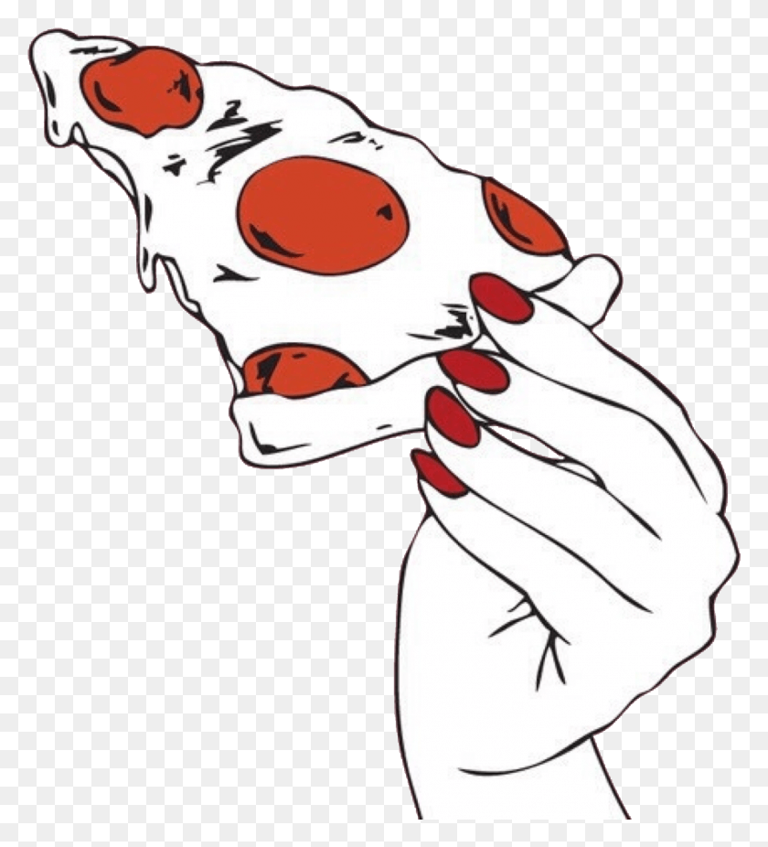 1454x1615 Pizza Food Hungry Hand Nails Red Girl Girly Tumblr, Artista, Payaso, Cara Hd Png