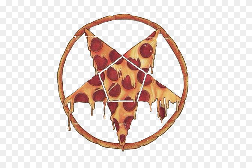 500x500 Descargar Png Pizza Pizzalover Satanic Pentagram Adoración Tumblr Satan Pizza, Símbolo, Símbolo De La Estrella, Arco Hd Png