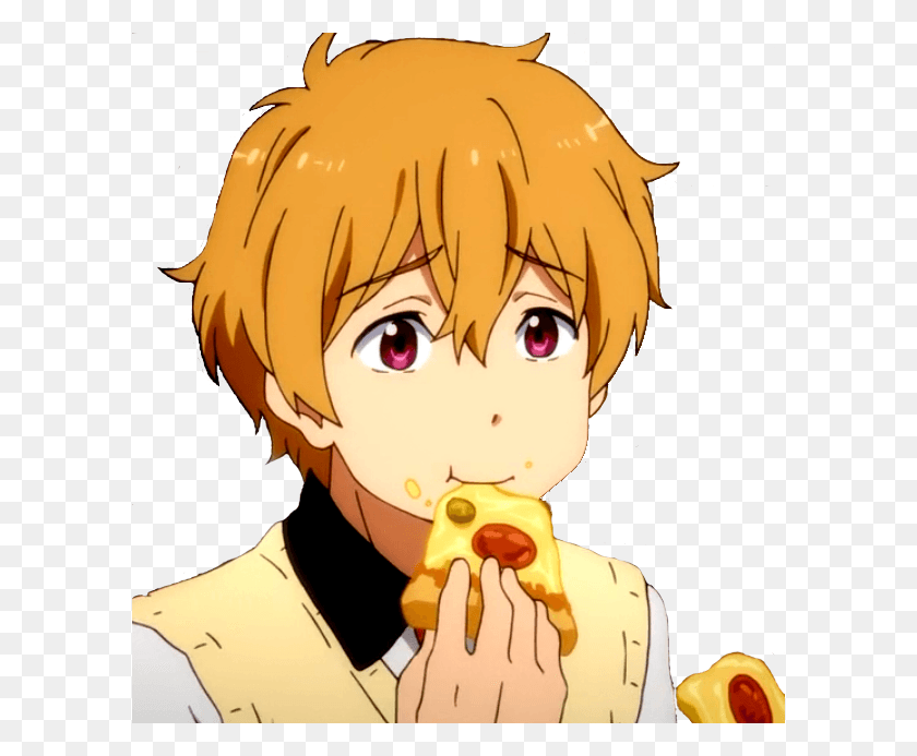 598x633 Descargar Png Pizza Transparente Tumblr Anime Chico Comiendo Pizza, Comida, Hot Dog, Libro Hd Png