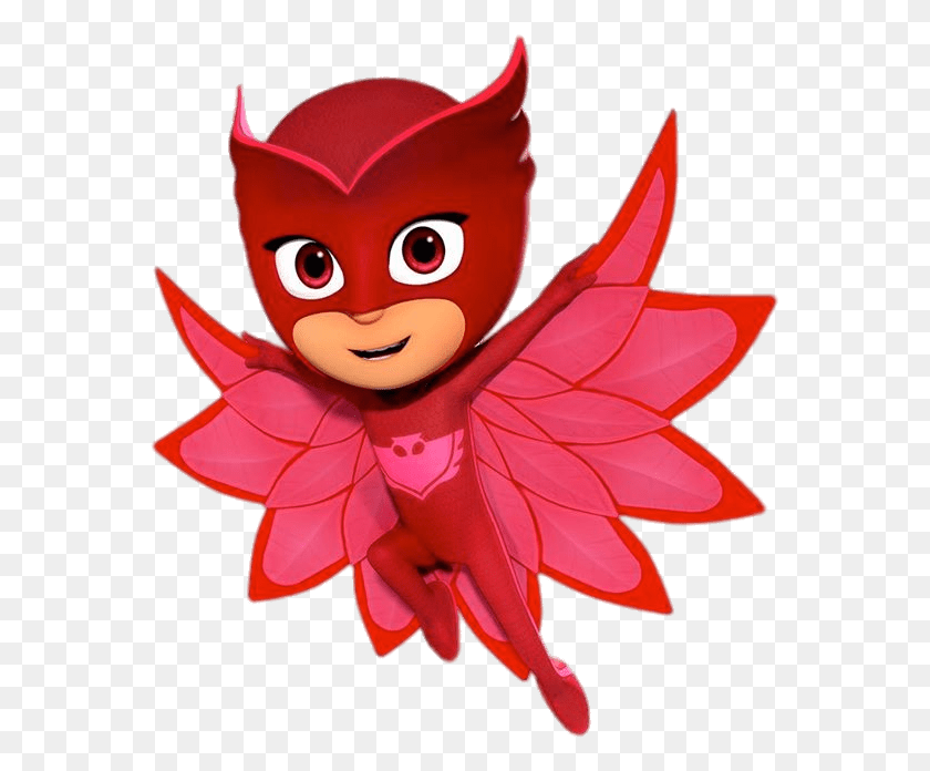 569x636 Pj Masks Owlette Flying Away Heroes En Pijamas Rojo, Toy, Animal HD PNG Download