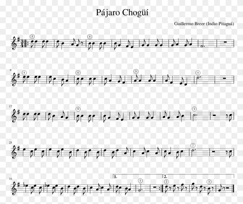 819x679 Pjaro Chog Sheet Music Composed By Guillermo Breer Godfather Theme Saxophone Sheet Music, Gray, World Of Warcraft HD PNG Download