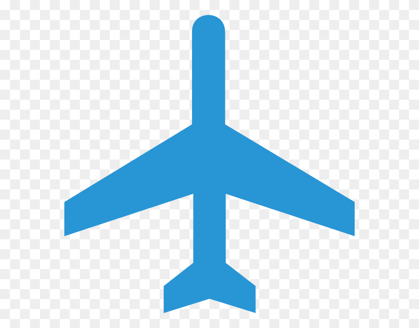 582x598 Plane Blue Clip Art At Clker Airplane Clipart Blue, Cross, Symbol, Aircraft HD PNG Download