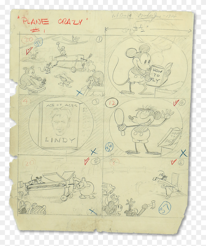 990x1200 Plane Crazy Storyboard Courtesy Of Comic Wow Mickey Mouse, White Board, Plot, Diagram HD PNG Download