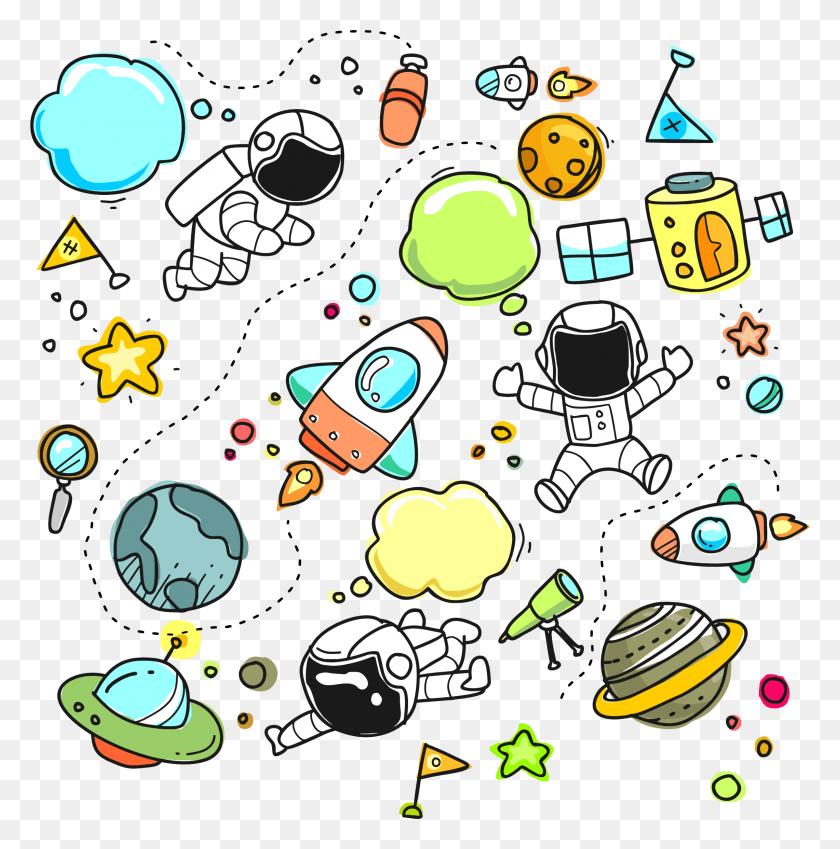 2282x2310 Planets Collage Transparent Clipart Free Ya Space Theme, Graphics, Doodle HD PNG Download