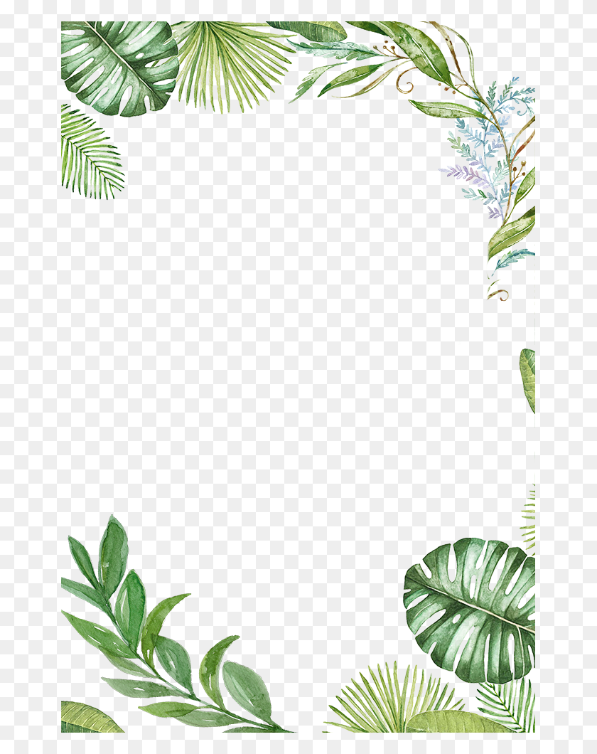 667x1000 Plants Tropical Jungle Leaves Frame Ftestickers Reportar Tropical Leaves Frame, Plant, Leaf, Flower HD PNG Download