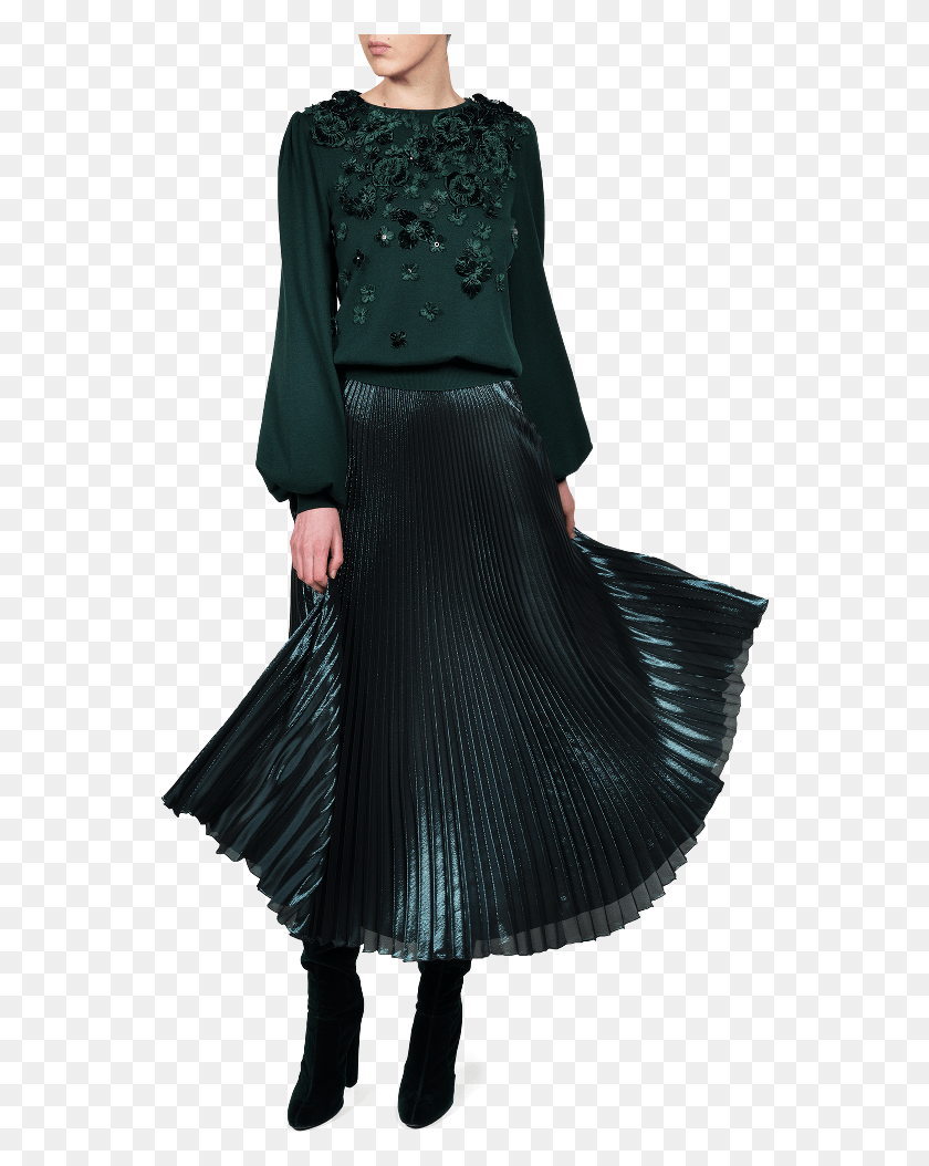 554x994 Falda Midi Plisada Una Línea, Ropa, Manga, Vestido Hd Png