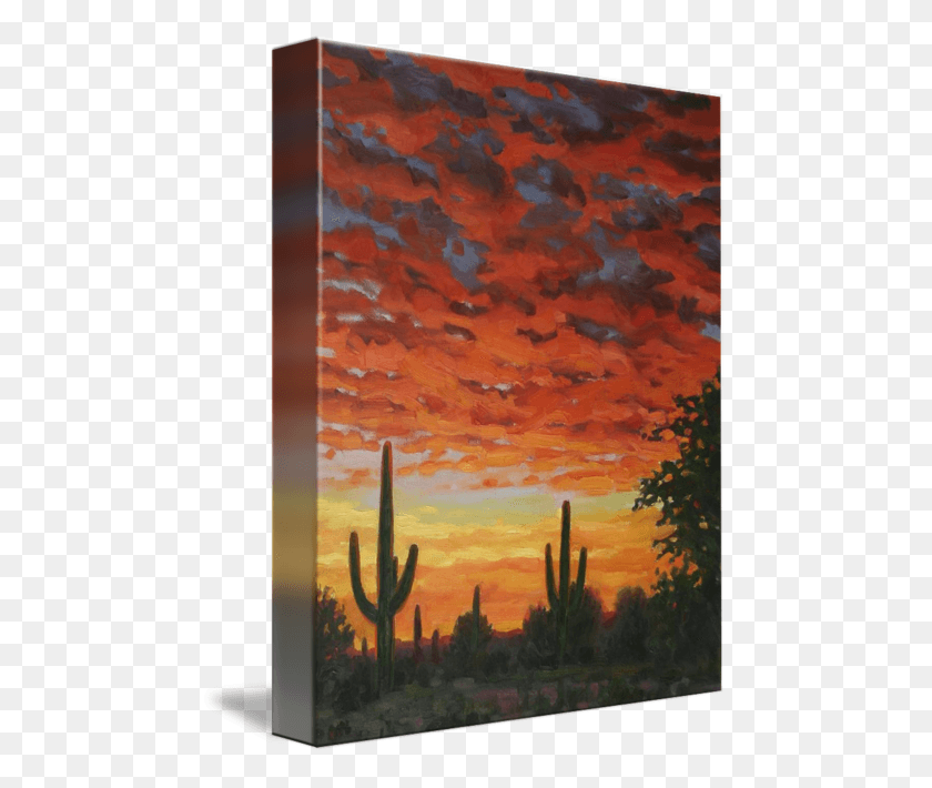 473x650 Plein Air Impressionist Painting Saguaro By Sunset Hedgehog Cactus, Plant HD PNG Download