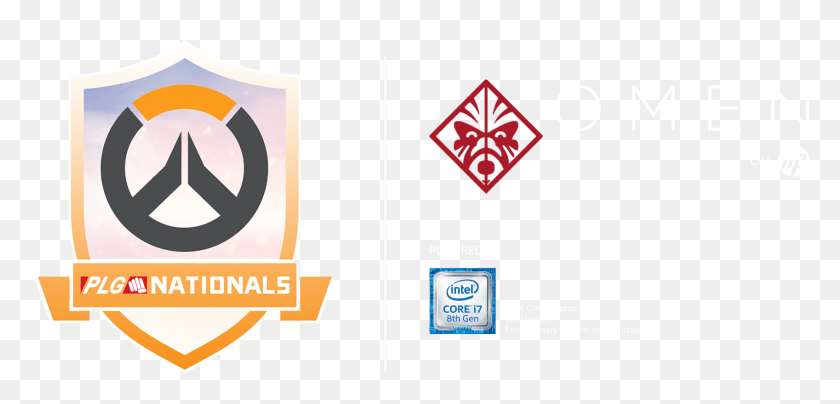 1697x749 Plg Nationals Overwatch Logo Powered By Omen By Hp Emblem, Text, Face, Poster HD PNG Download