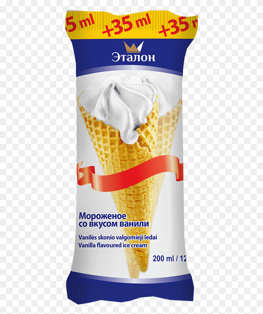 425x944 Plombir Vanilla Ice Cream In Cone 200 Ml 18 Pcsbox Vermicelli, Cream, Dessert, Food HD PNG Download