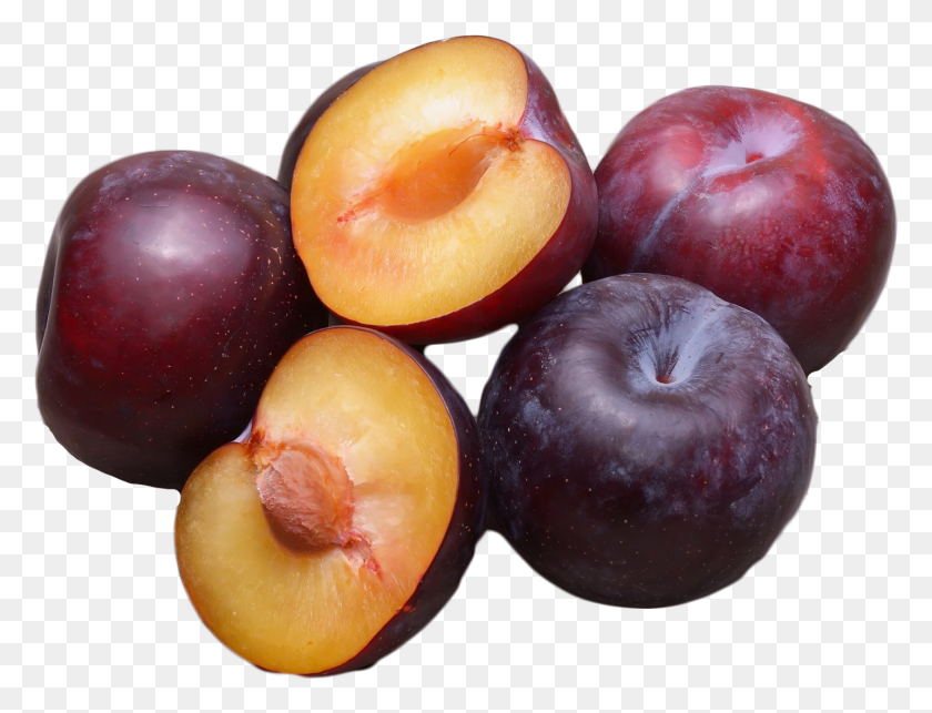 1434x1073 Plums Halved Plums Fruit, Plant, Food, Apple HD PNG Download
