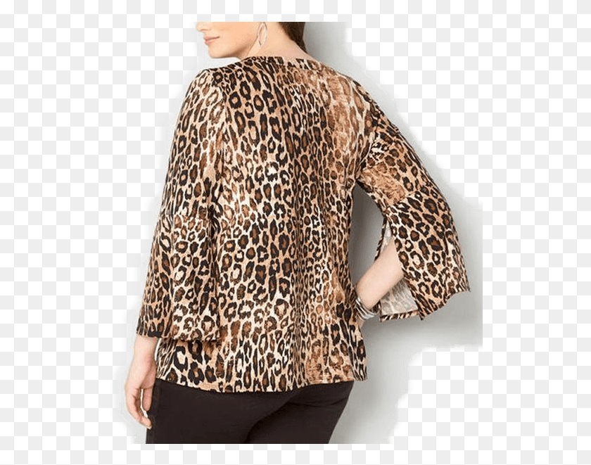 533x601 Plus Size Women39S Leopard Print Shirt Office V Neck Blouse, Clothing, Apparel, Coat Descargar Hd Png