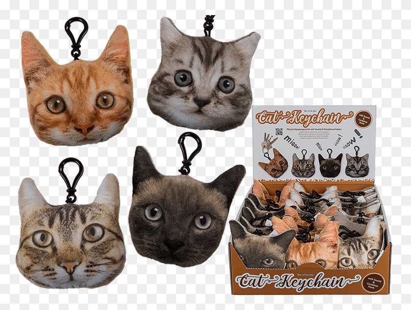 933x686 Plush Cat Face With Sound Amp Carabiner Hook Ca Porte Cl Chat Peluche, Cat, Pet, Mammal HD PNG Download