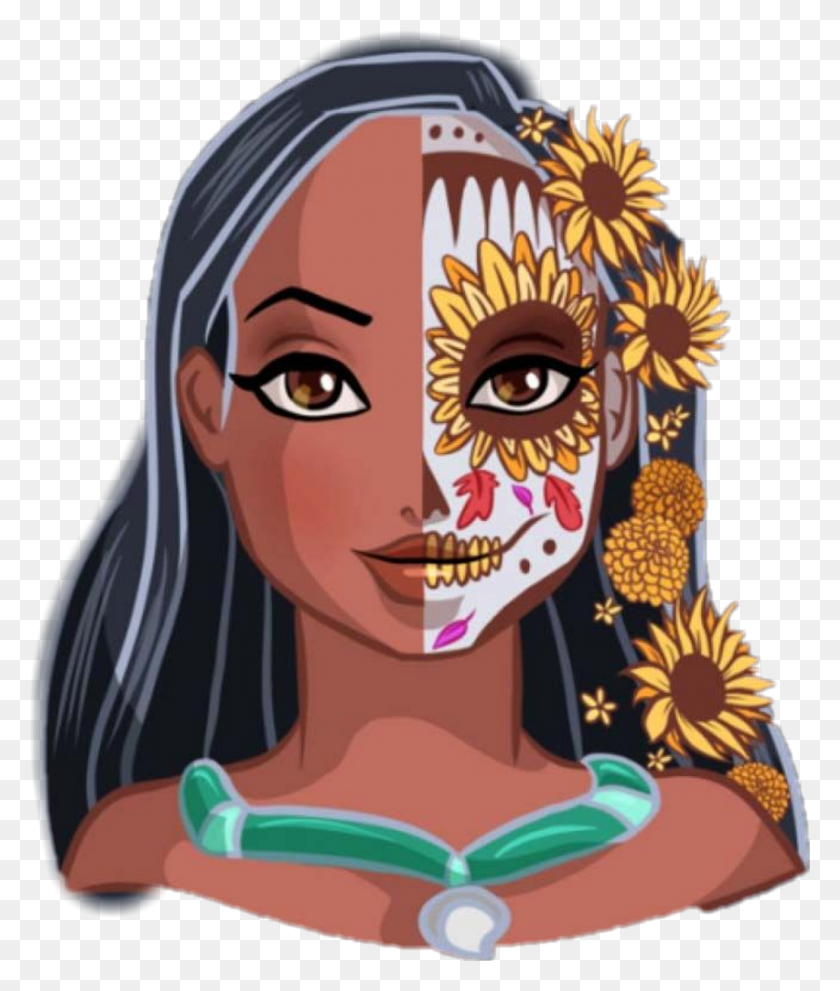 1024x1223 Pocahontas Sticker Pocahontas Sugar Skull, Face, Person, Human HD PNG Download