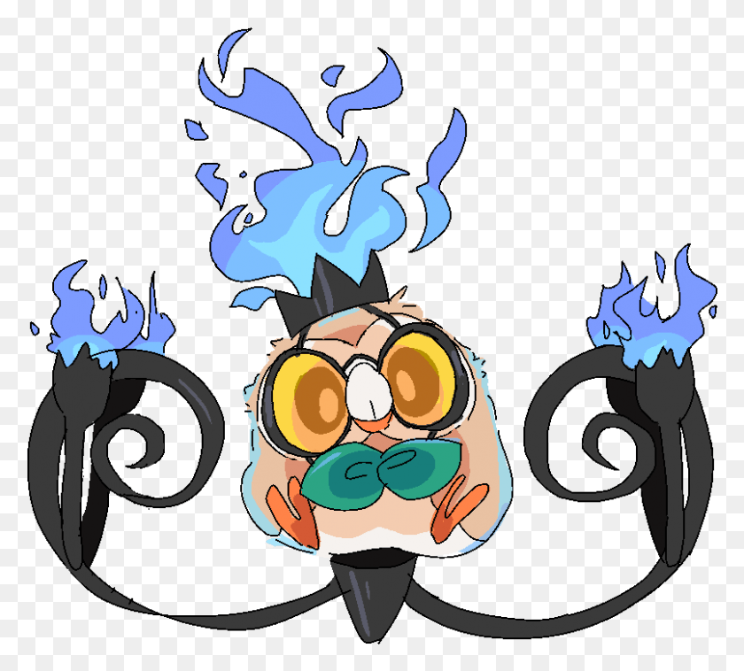 805x721 Pokecember Chandelure Rowlet M Cartoon, Fire, Flame, Light HD PNG Download