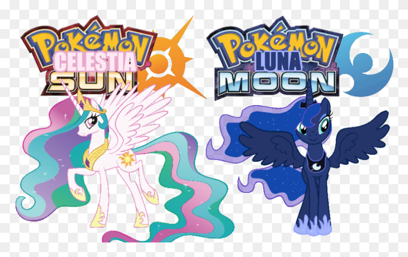 787x475 Descargar Png Pokemon Brony Versión Celestia Sol Y Luna Luna Pokémon Sol Y Luna Título, Gráficos, Púrpura Hd Png