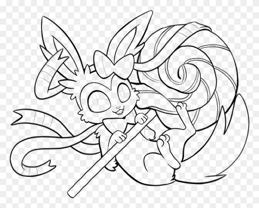 805x635 Pokemon Coloring Pages Sylveon All Eevee Evolutions Sylveon Coloring Pages, Gray, World Of Warcraft HD PNG Download