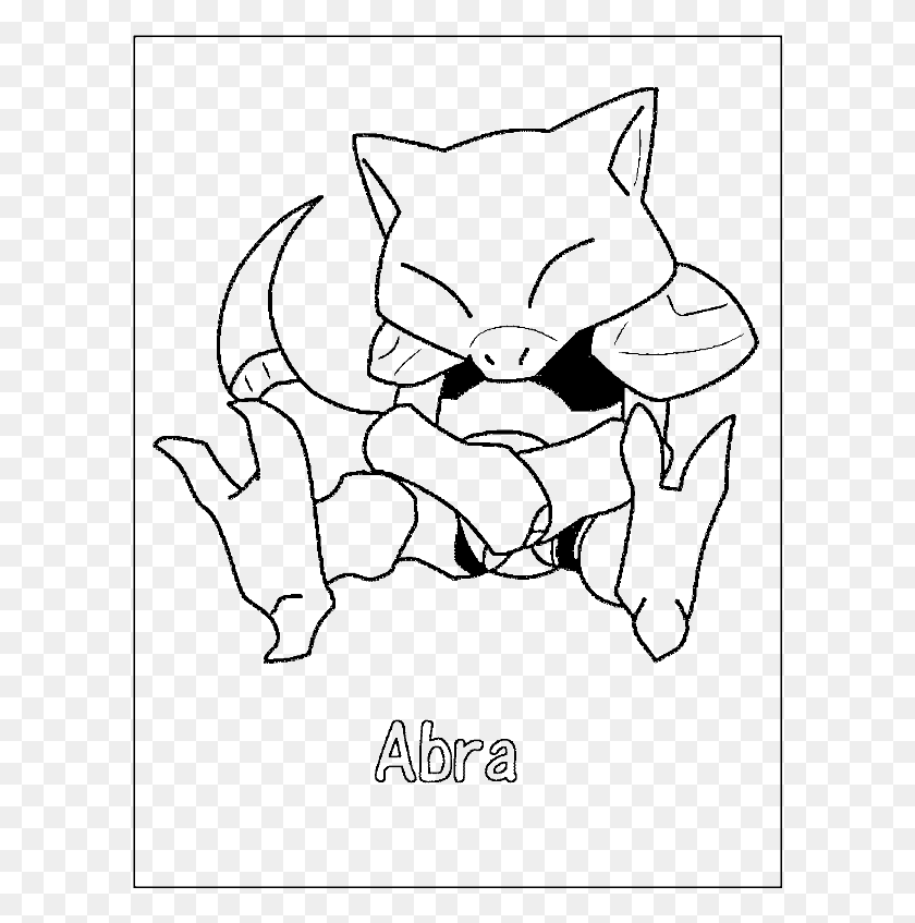 600x787 Pokemon Colouring Pages Abra, Hand, Knight HD PNG Download